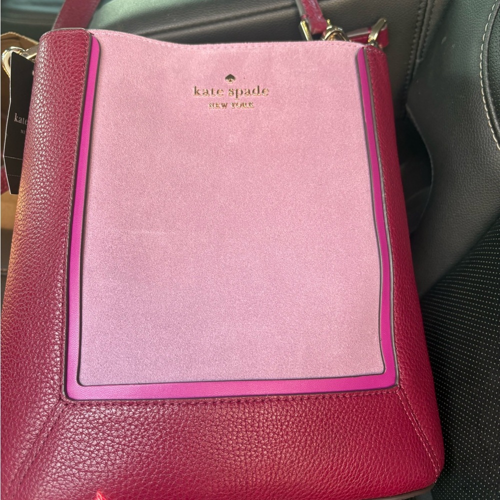 Kate Spade Two-Tone Crossbody Bag in Pink and Burgundy colorblock
